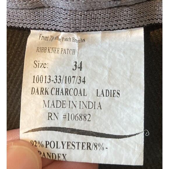 Tuffrider Knee Patch Riding Pants Size 34 Women’s Gray - Picture 3 of 8